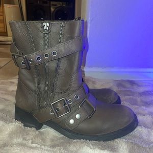 ASH Women’s Brown Leather Studded Ankle Boot Size 37/ 6 US